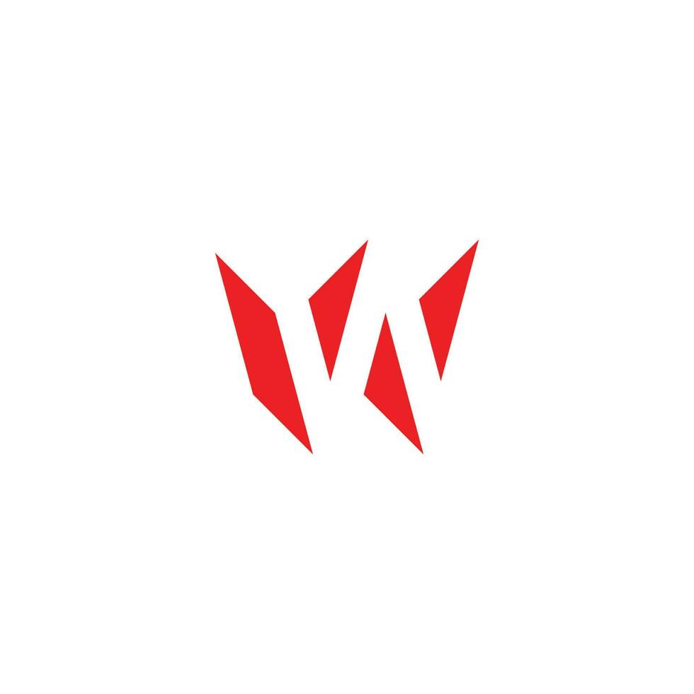 letter w 3d flat geometric simple logo vector
