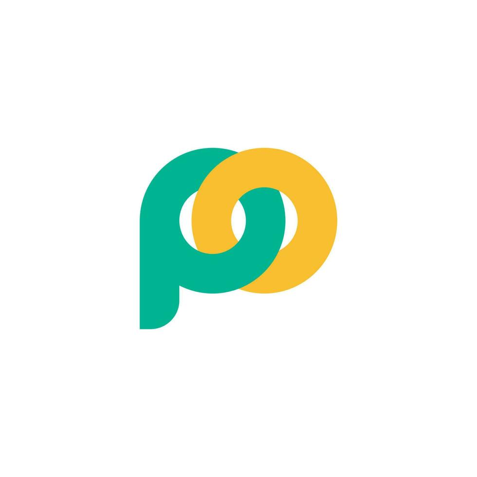 letter po linked colorful fun design symbol logo vector