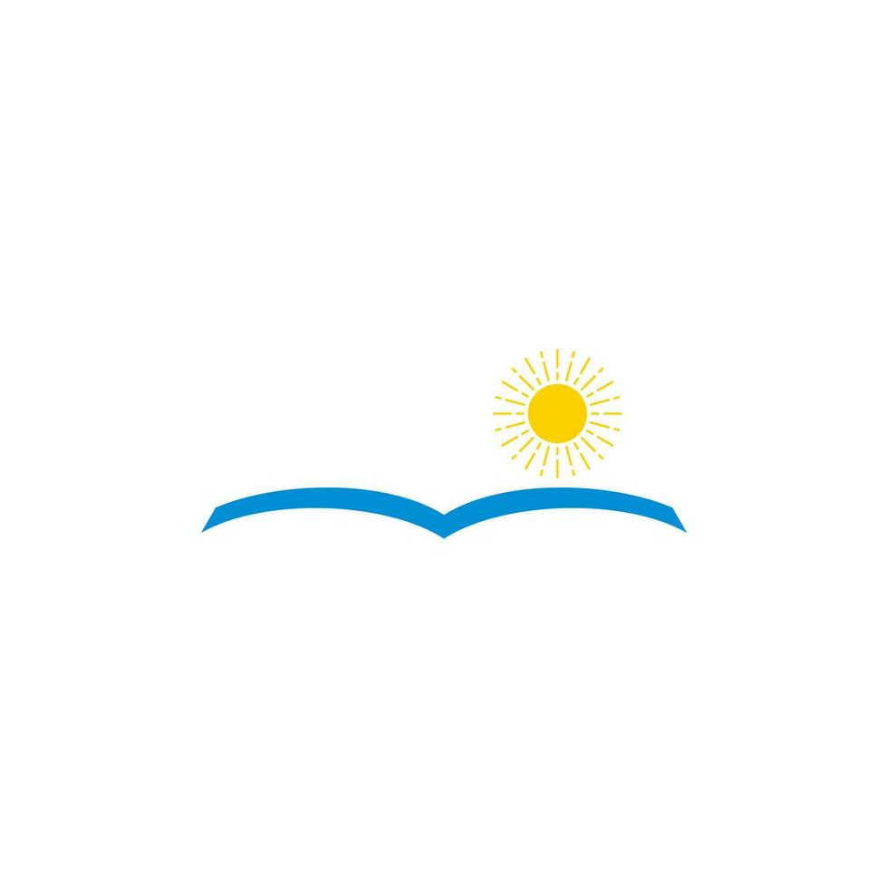 sea and sun book shape symbol logo vector
