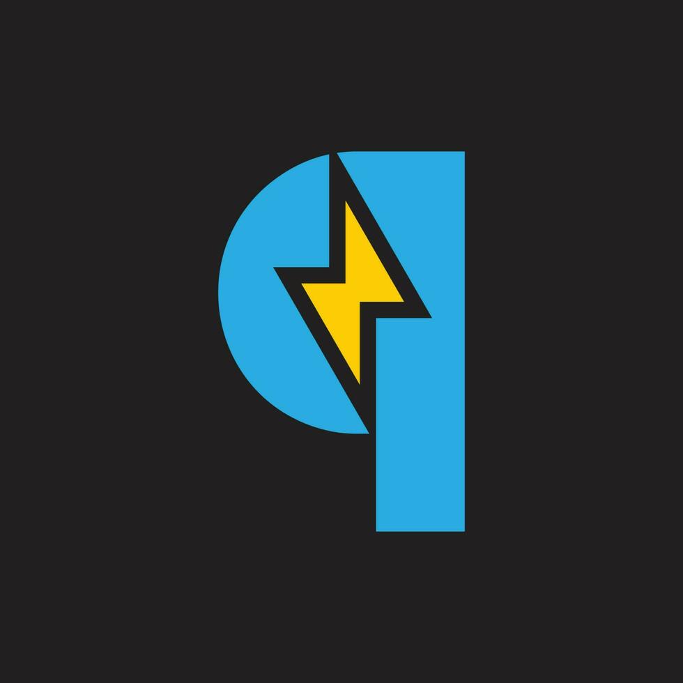 letter q thunder shape geometric logo vector