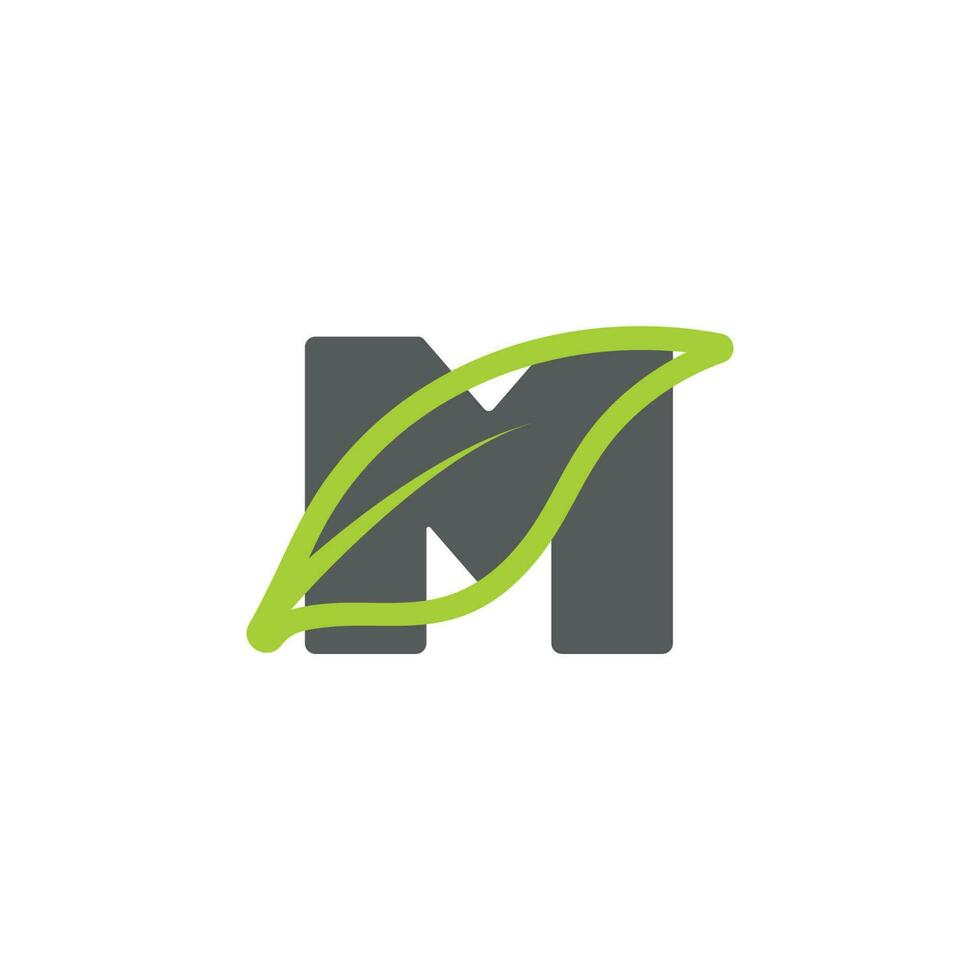 letter m curves leaf geometric logo vector