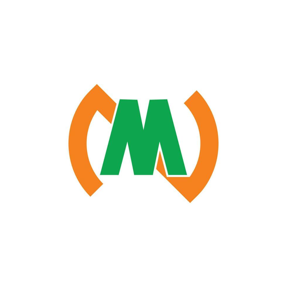 letter nm simple linked geometric logo vector