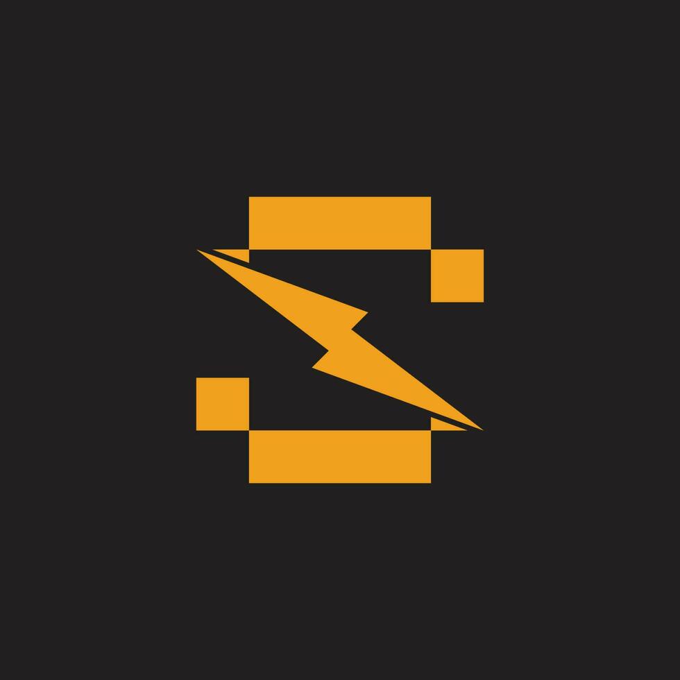 letter s thunder bolt electric symbol simple geometric logo vector