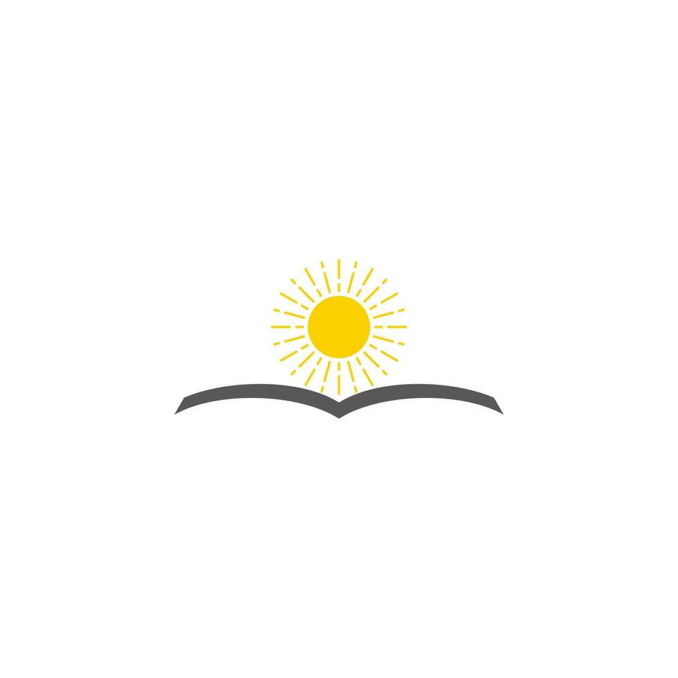 sun book shape education symbol geometric logo vector