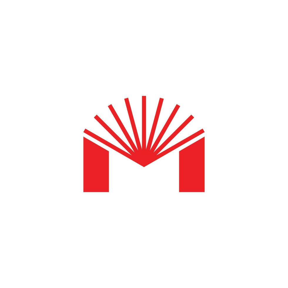 letter m sun rays shine simple logo vector