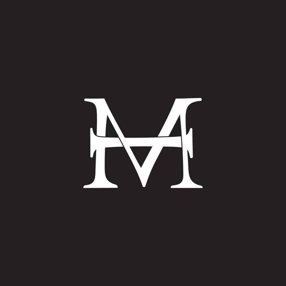 letter mh linked flat overlap logo vector