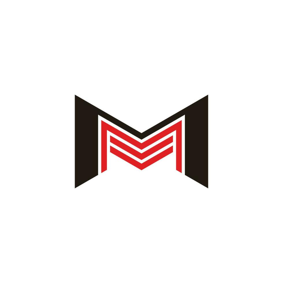 letter mm stripes colorful geometric logo vector