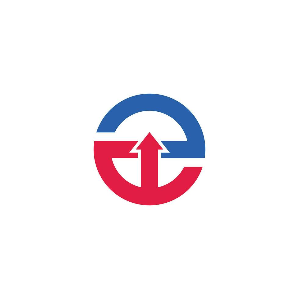 letra 2e movimiento flecha arriba geométrico diseño logo vector