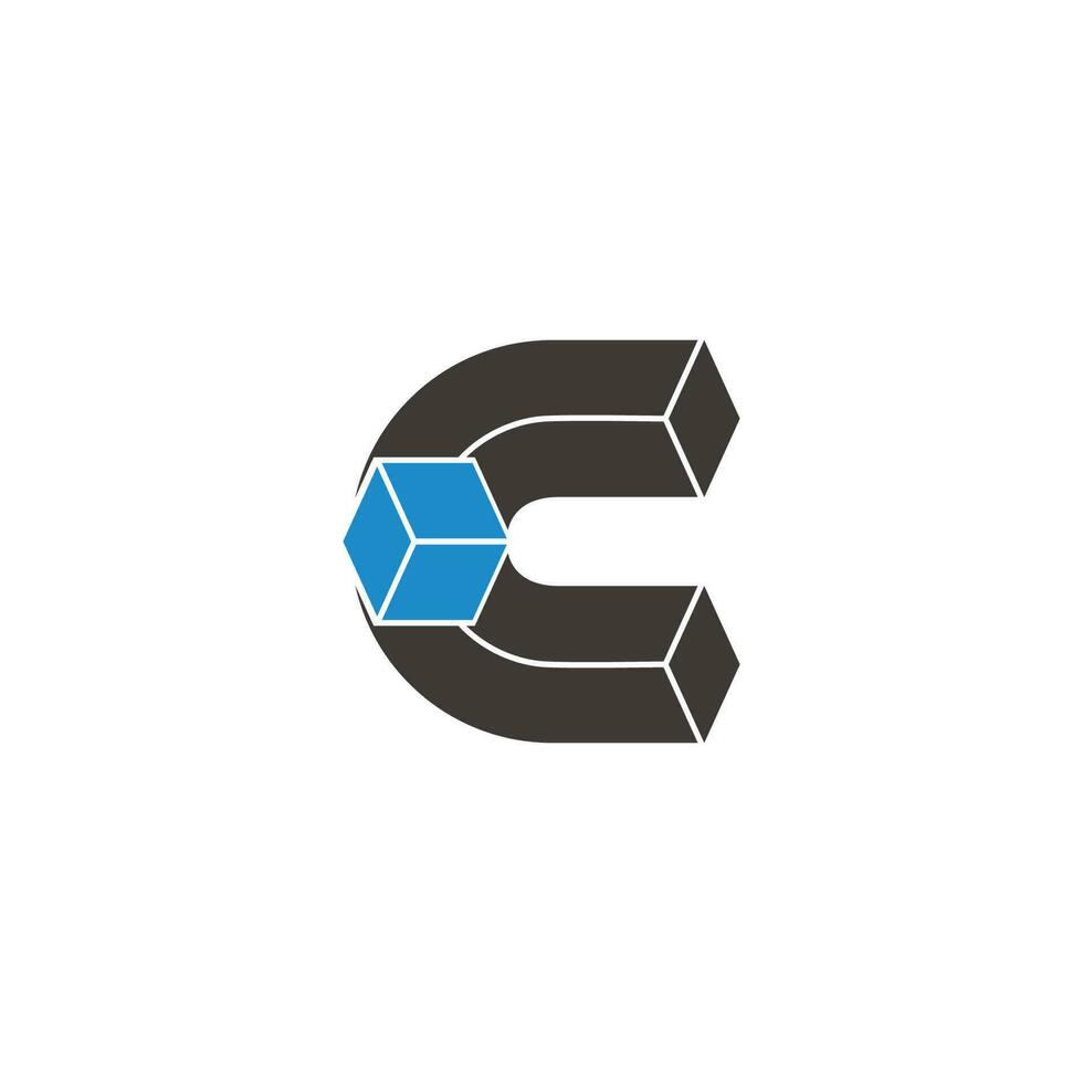 letter c box simple geometric flat 3d design logo vector