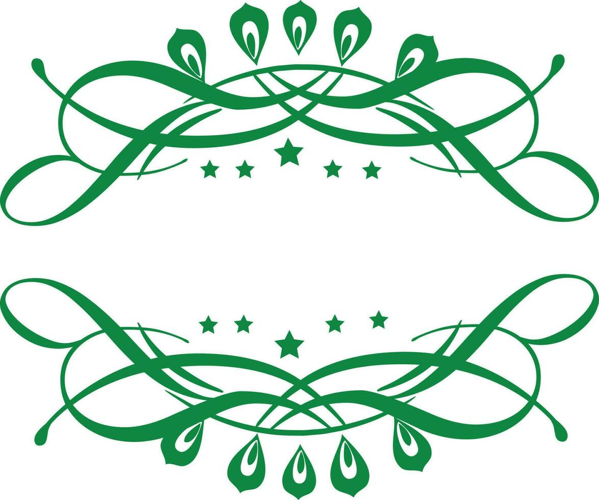 Green color floral design with stars. vector