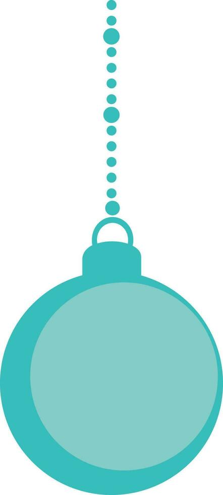Flat sky blue color hanging Christmas ball. vector