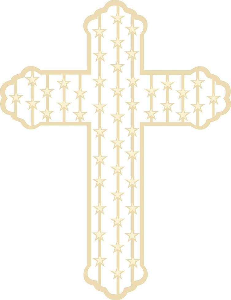 Christian cross symbol or icon with stars decorated. vector