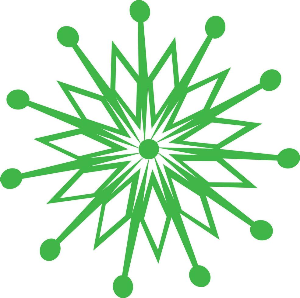 Flat style illustration of a green snowflake. vector