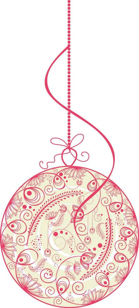Floral design decorated christmas ball. vector