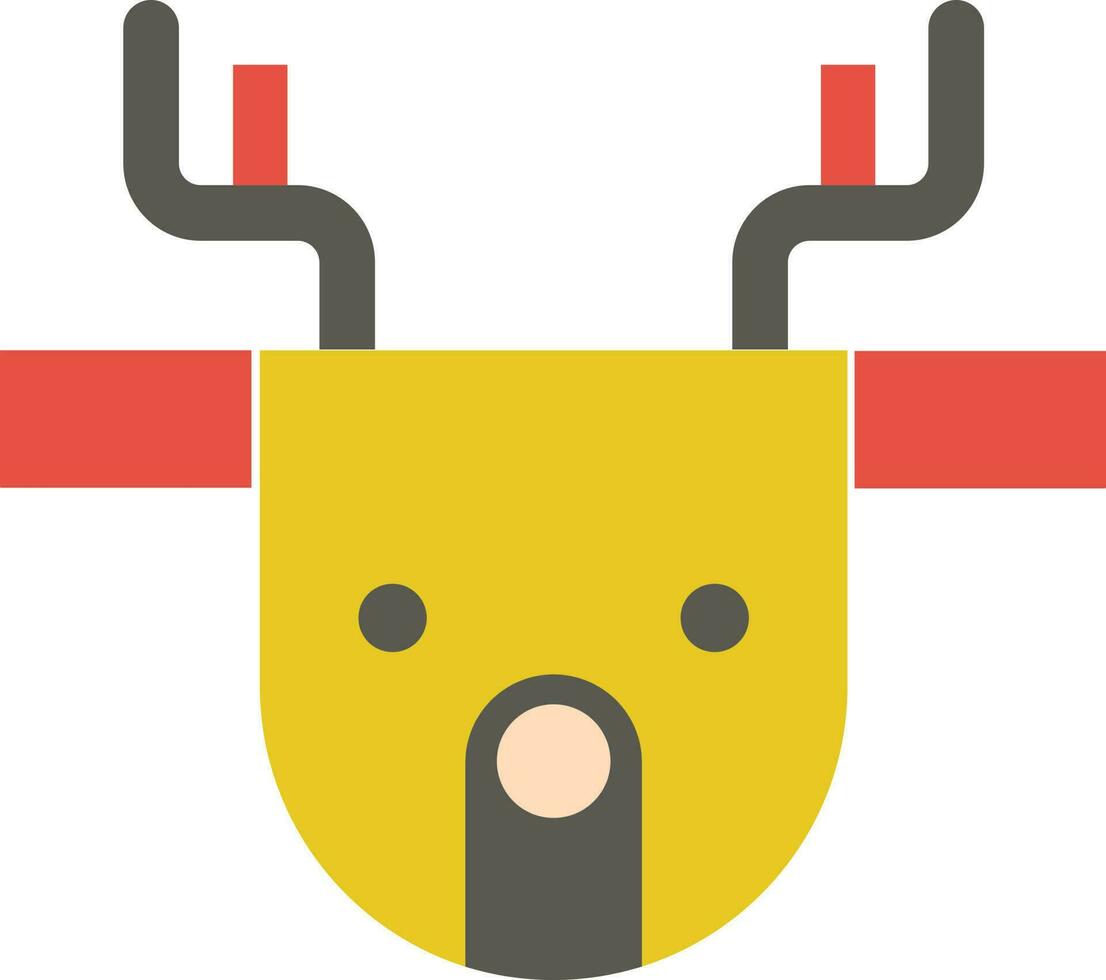 Reindeer face in flat style illustration. vector