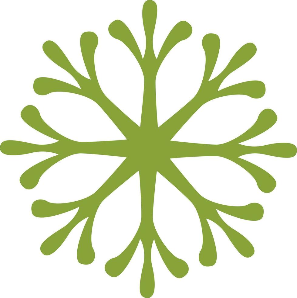 Flat snowflake icon in green color. vector