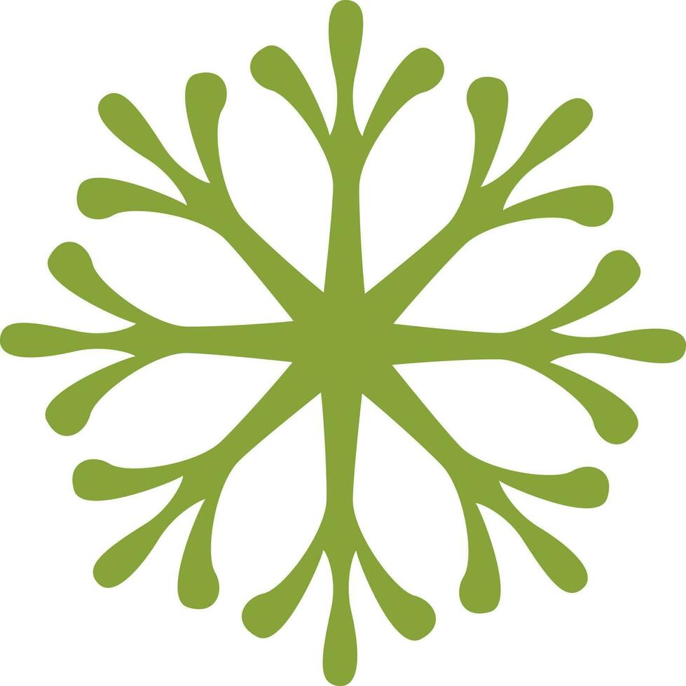 Flat snowflake icon in green color. vector