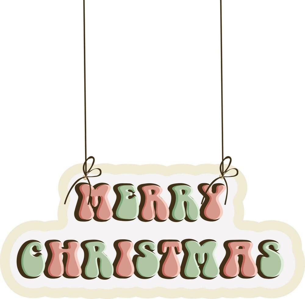 Hanging cartoon font Marry Christmas text. vector