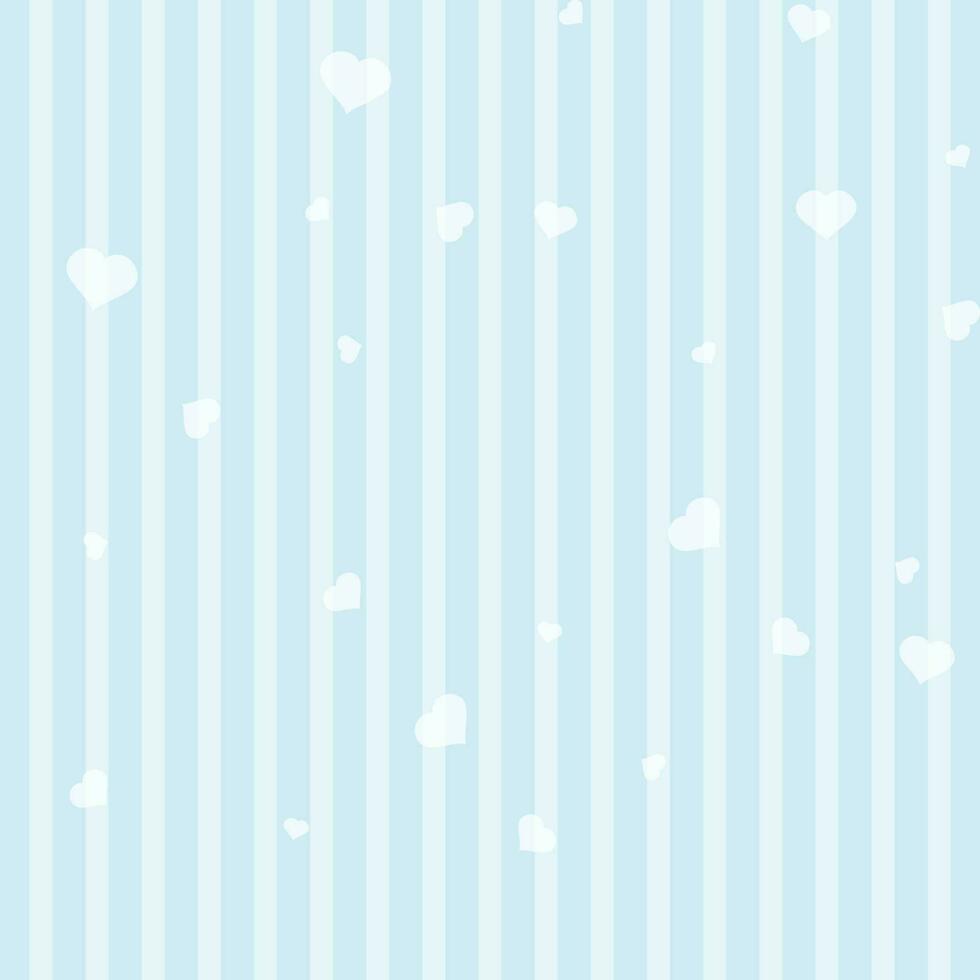 White hearts decorated line background in sky blue color. vector