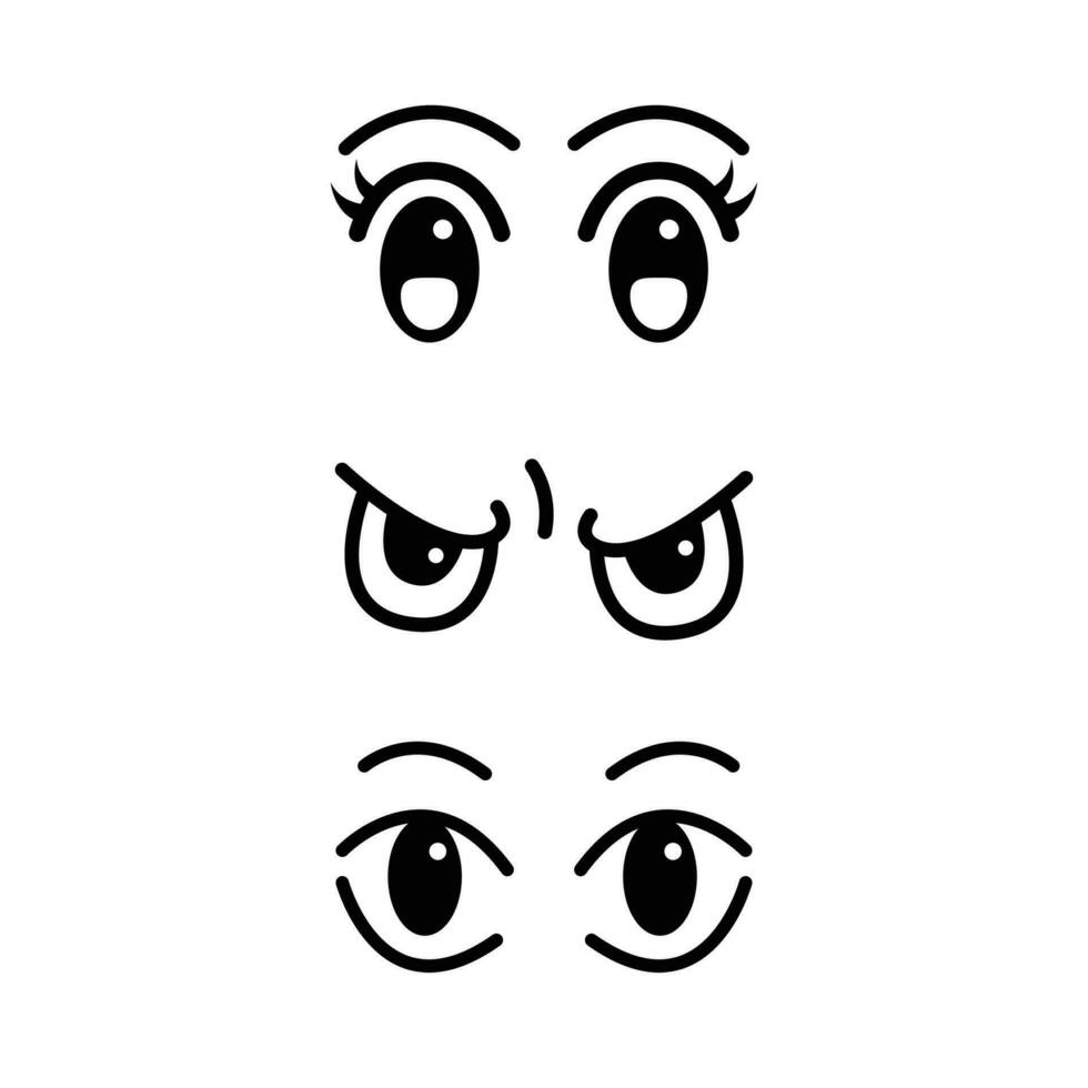 conjunto de dibujos animados ojos para elemento, facial expresión vector