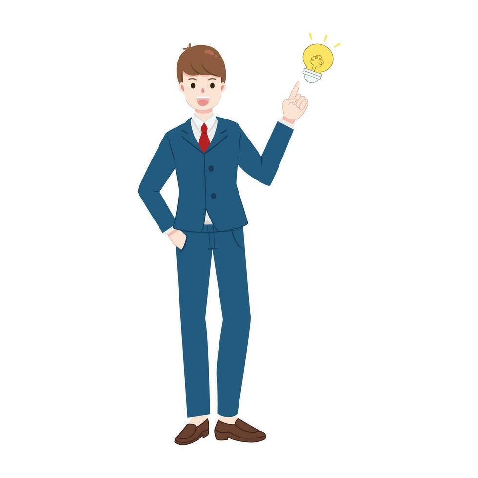 A business man has an idea. office worker with bulb. vector