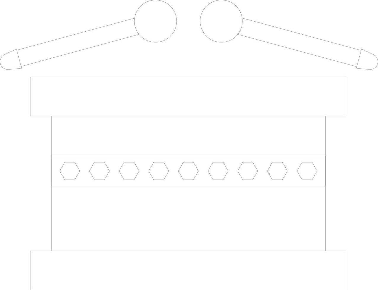 plano estilo ilustración de tambor con palos vector