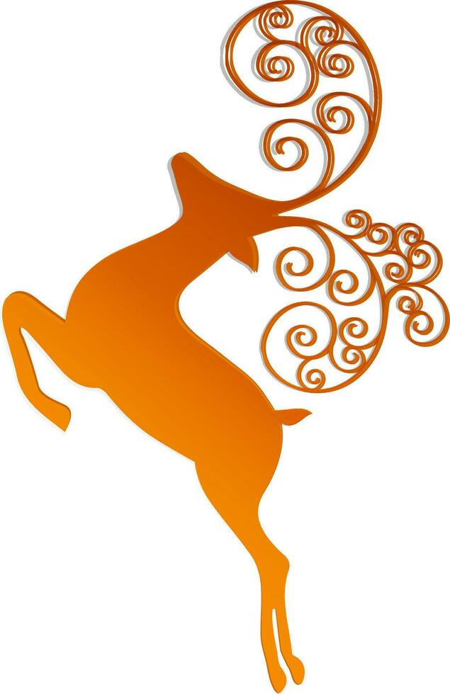 Illustration of jumping reindeer in brown color. vector