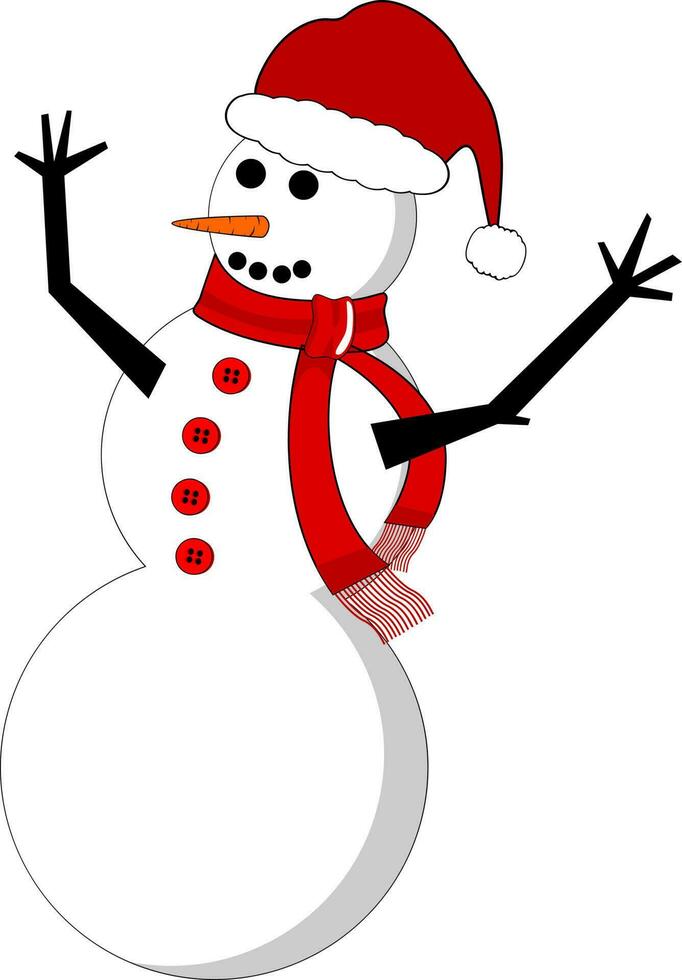 Character of snowman with cap and scraf. vector