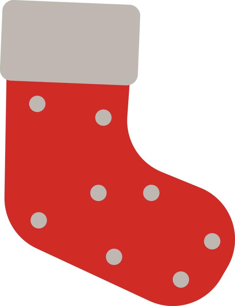 Red and gray christmas sock of  isolated. vector