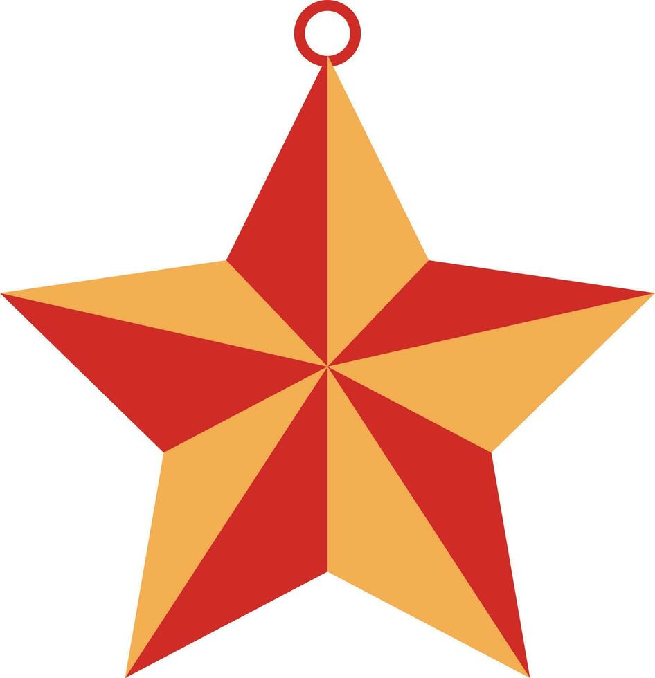 Orange and red star icon of christmas. vector