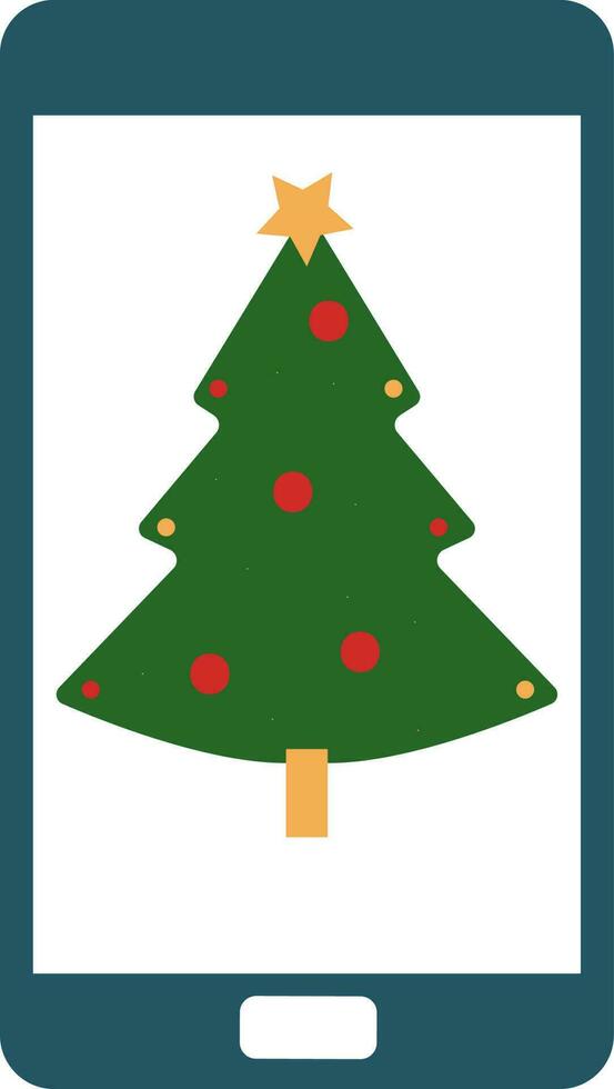 Christmas tree design in smart phone. vector