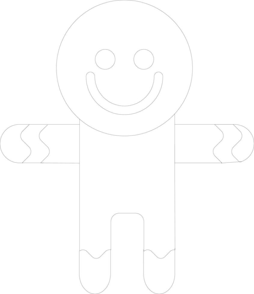 Isolated thin line icon of smiling Cookie man. vector