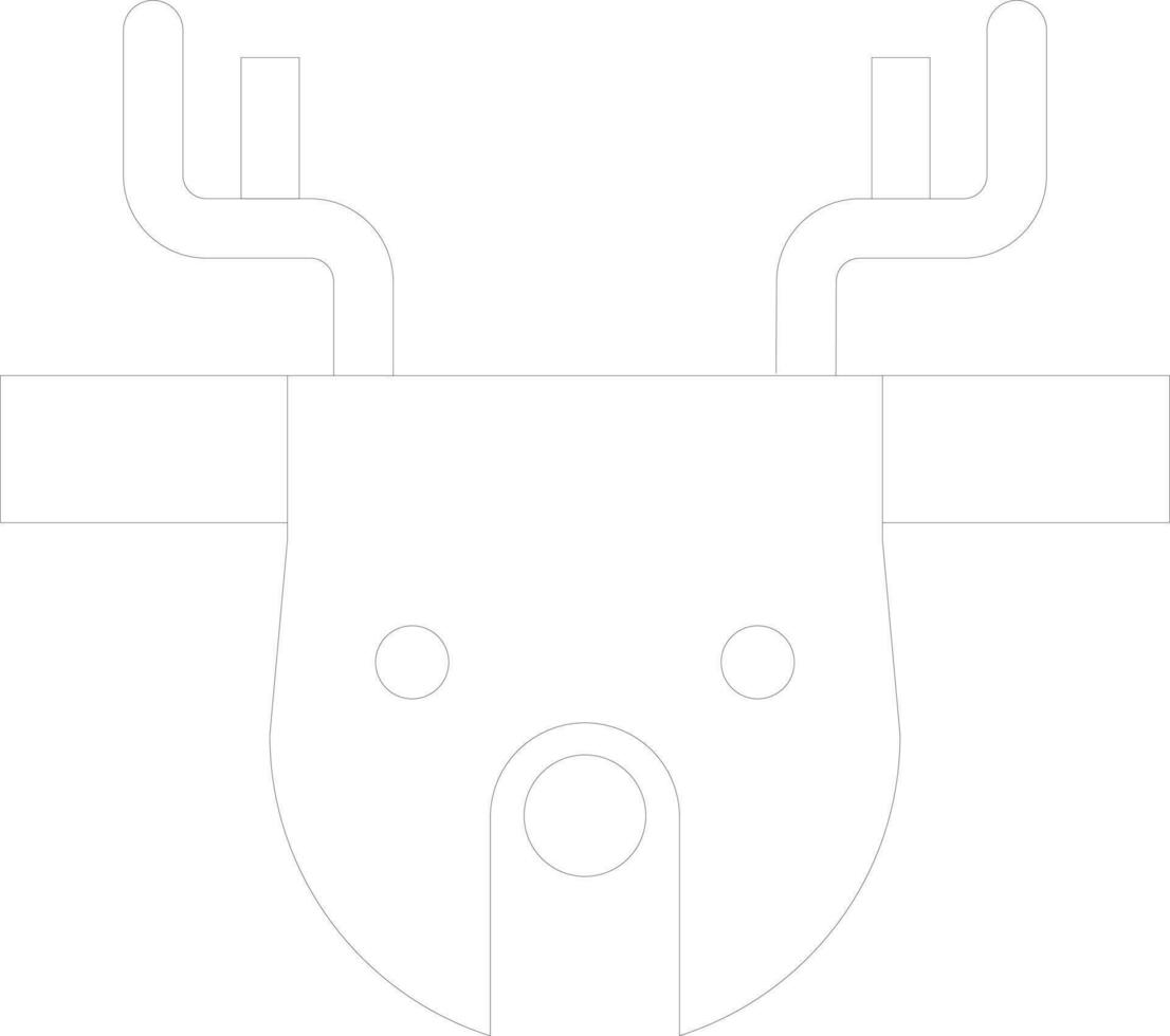 Thin line icon of Reindeer face in flat style. vector