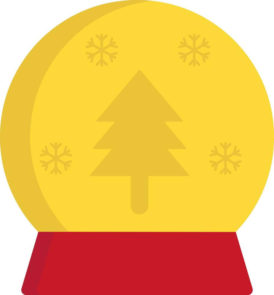 Xmas tree in snow globe icon in flat style. vector