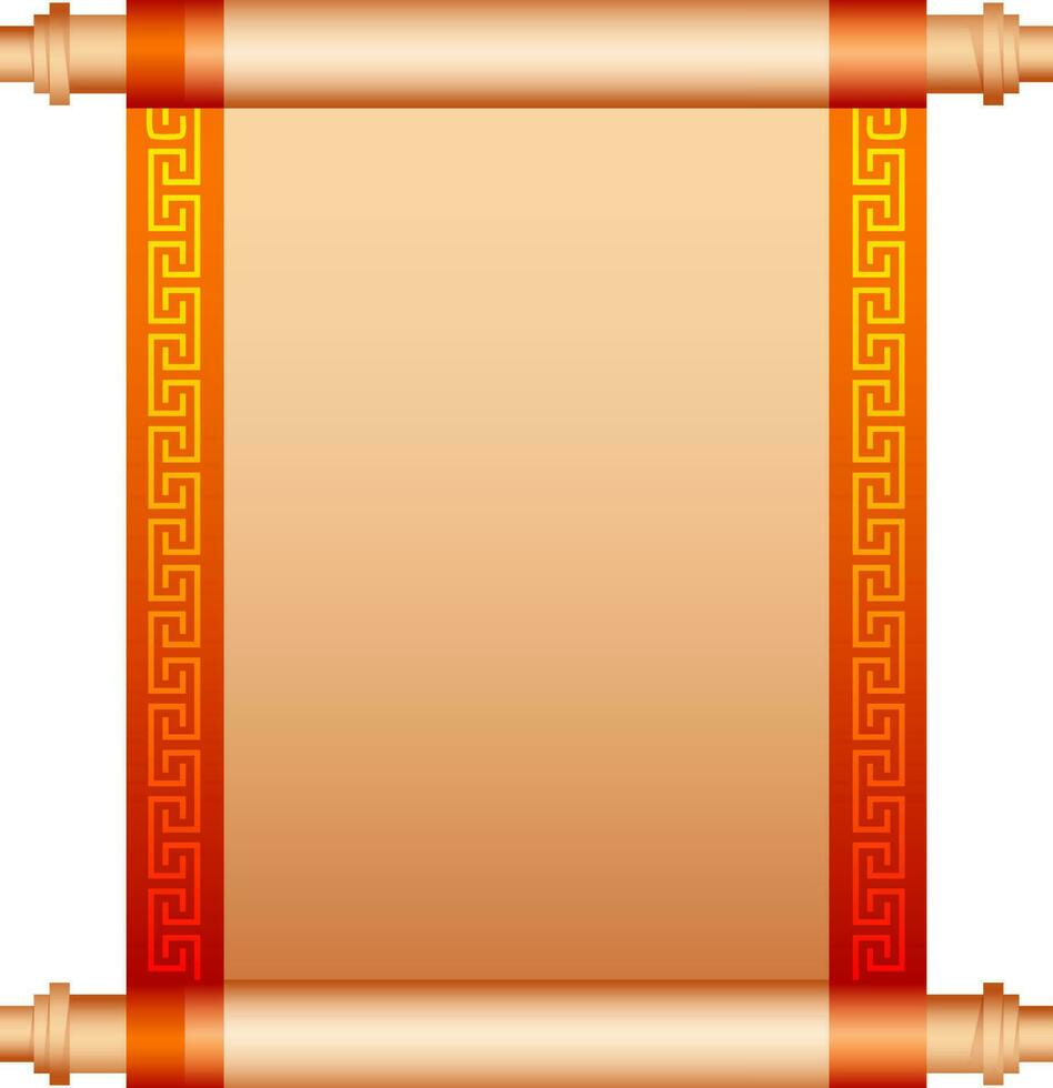 Chinese scroll letter in golden and orange color. vector