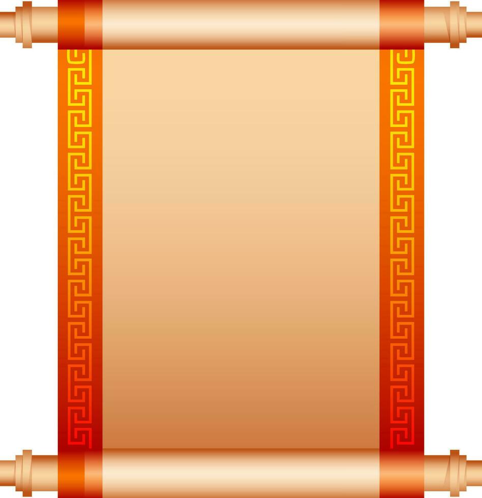 Chinese scroll letter in golden and orange color. vector