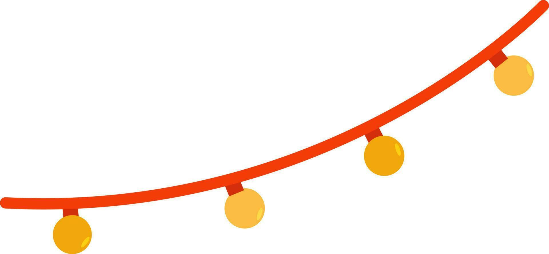 plano estilo chuchería Encendiendo guirnalda en naranja color. vector