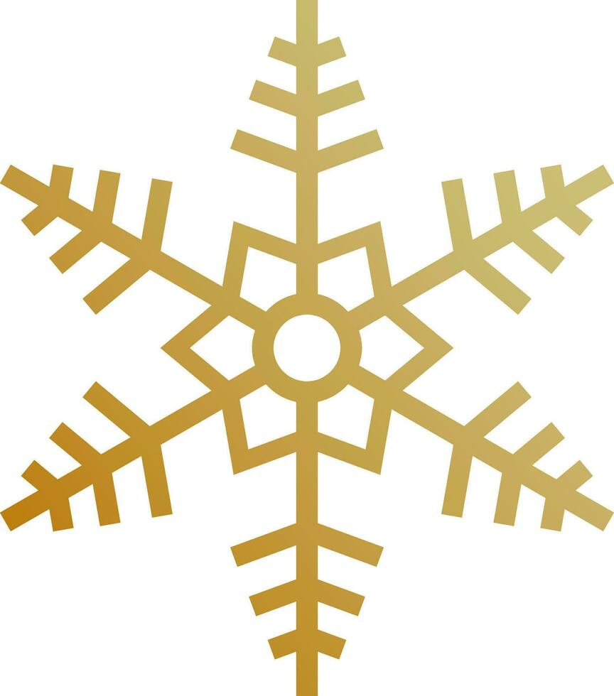 Golden snowflake on white background. vector
