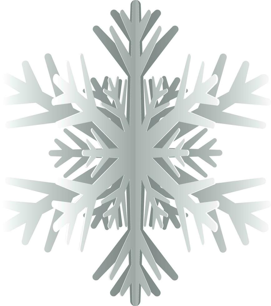Illustration of paper cut snowflake in grey color. vector