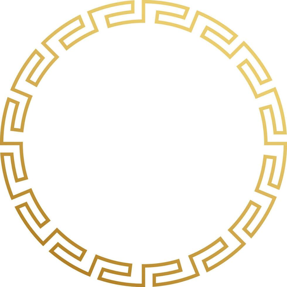 Golden round chinese greek frame on white background. vector