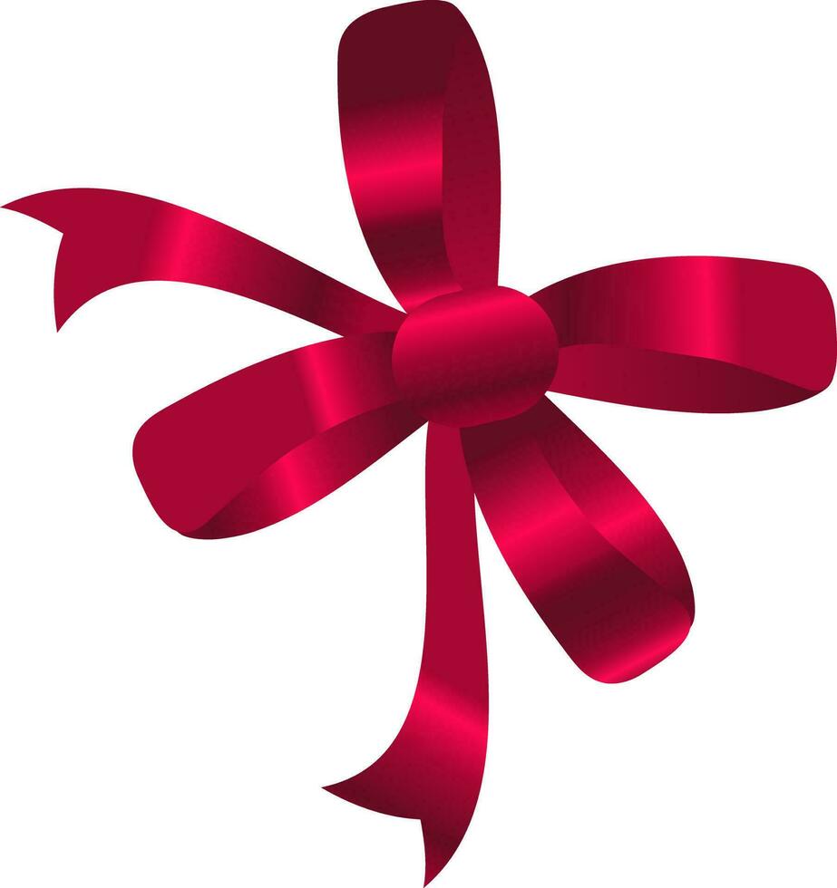 Shiny red flower made by ribbon. vector