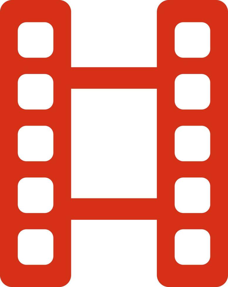 Red Film strip icon in flat style. vector