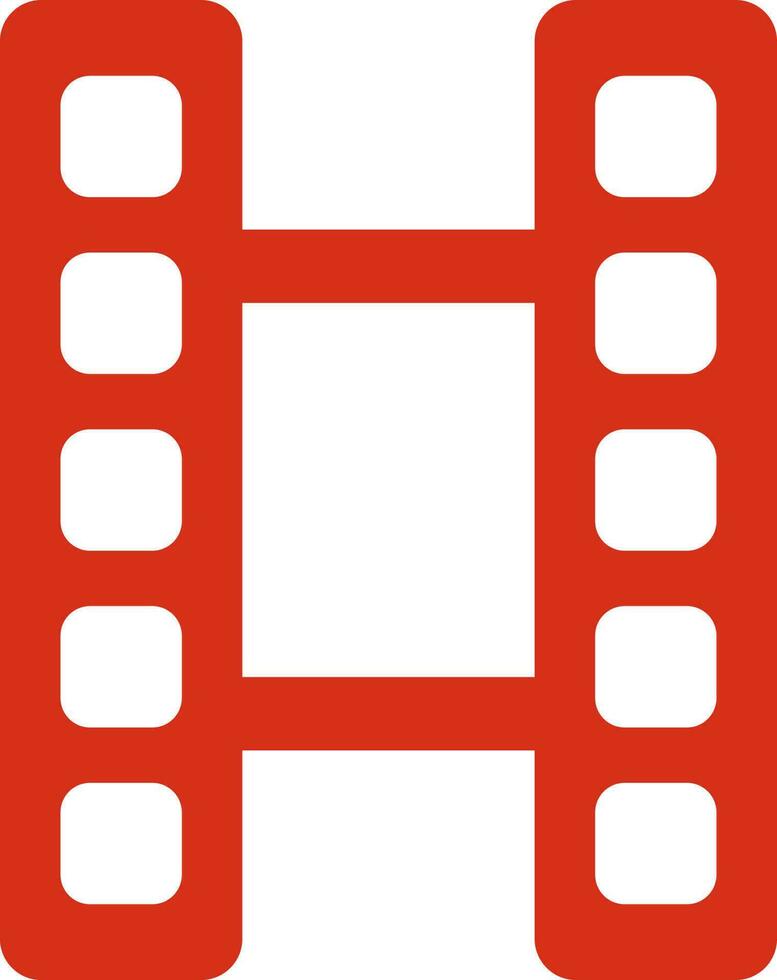 Red Film strip icon in flat style. vector