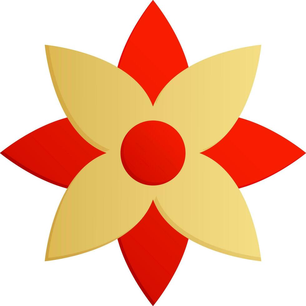 Red and yellow paper flower on white background. vector