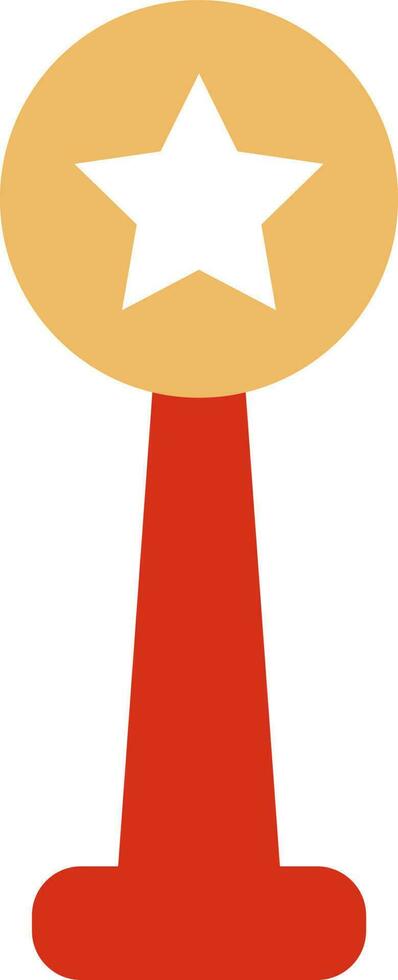 Isolated red and yellow icon of Trophy with star. vector