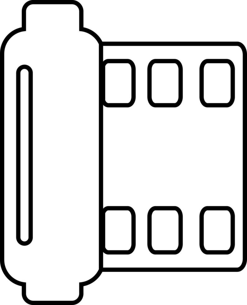 Camera film roll icon in line art. vector