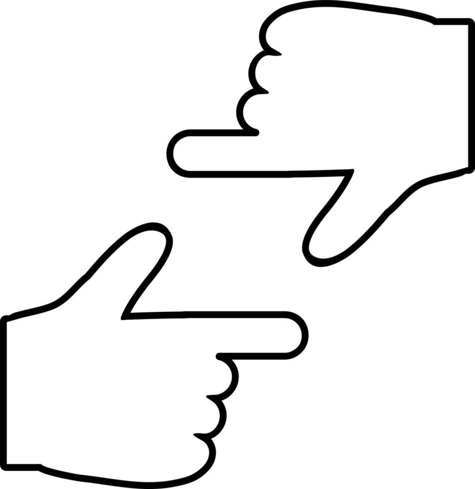 Line art illustration of Capturing or framing hand gesture. vector