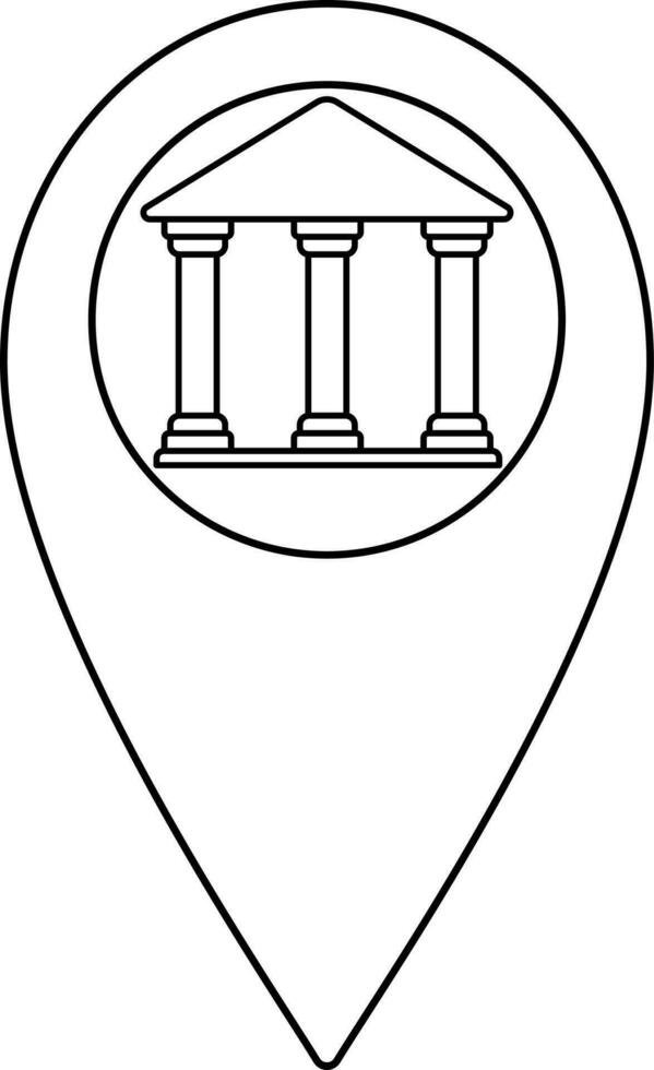 Map pin icon for cinema hall in stroke. vector