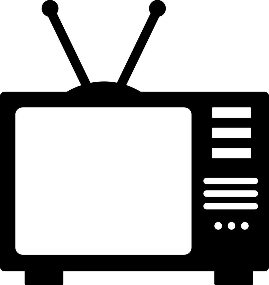 Black style of television icon with antenna for broadcast. vector