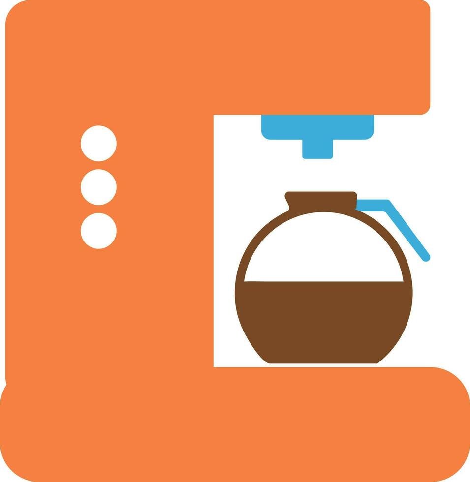 Orange and blue coffee machine with brown pot. vector